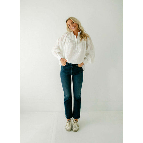 8.28 Boutique:Jade Melody Tam,Jade Melody Tam White Textured Long Sleeve Top,Shirts & Tops