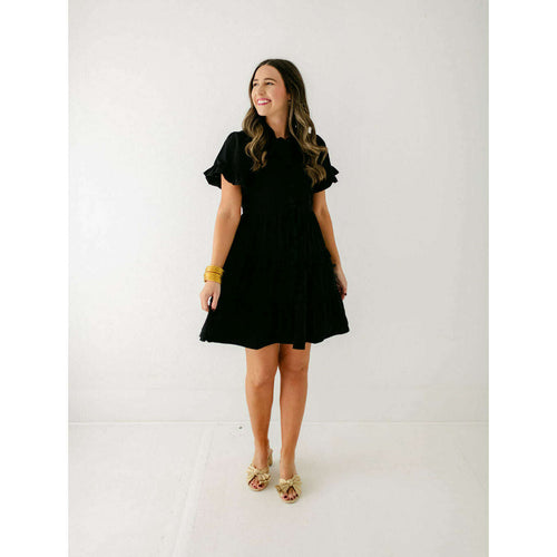 8.28 Boutique:Sail to Sable,Sail to Sable Scalloped Edge Shirt Dress in Black,Dress