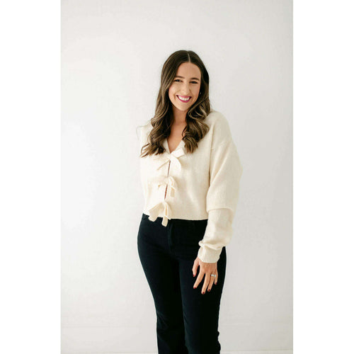 8.28 Boutique:Mable,The Charlie Bow Sweater in Ivory,Sweaters