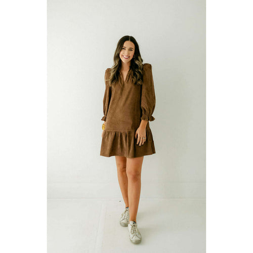 8.28 Boutique:Joy*Joy,Joy*Joy Coffee Corduroy Flounce Hem Dress,dress