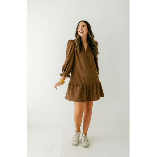 8.28 Boutique:Joy*Joy,Joy*Joy Coffee Corduroy Flounce Hem Dress,dress