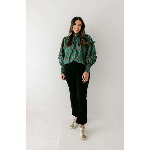 8.28 Boutique:Aureum,Aureum Green Block Print Long Sleeve Top,Shirts & Tops