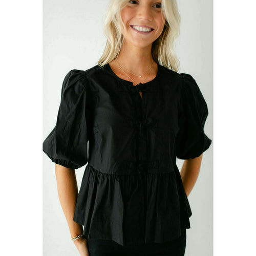 8.28 Boutique:Mable,The Cara Black Bow Top,Shirts & Tops