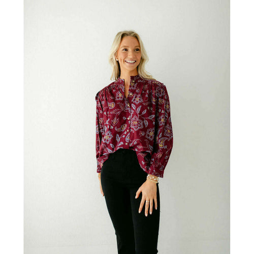 8.28 Boutique:Olivia by Livro,Olivia by Livro Venus Top in Sketch Paisley,Shirts & Tops