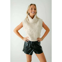 8.28 Boutique:Entro,Entro Amber Alligator Black Faux Leather Shorts,shorts