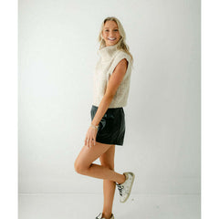 8.28 Boutique:Entro,Entro Amber Alligator Black Faux Leather Shorts,shorts