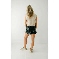 8.28 Boutique:Entro,Entro Amber Alligator Black Faux Leather Shorts,shorts