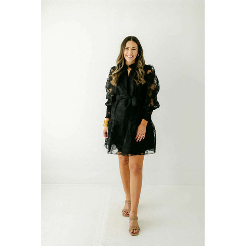 8.28 Boutique:Jade Melody Tam,Jade Melody Tam Black Lace Ruffle Neck Dress,dress