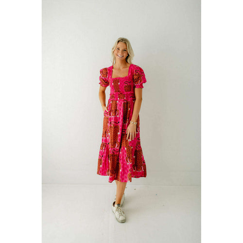 8.28 Boutique:Print Fresh,Print Fresh Siberian Stripes Day Drifter Dress in Neon Rose,Dress