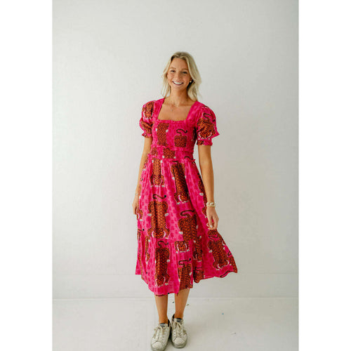 8.28 Boutique:Print Fresh,Print Fresh Siberian Stripes Day Drifter Dress in Neon Rose,Dress