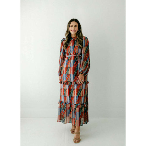 8.28 Boutique:Joy*Joy,Joy*Joy Geo Stripe Ruffle Maxi Dress,Dress