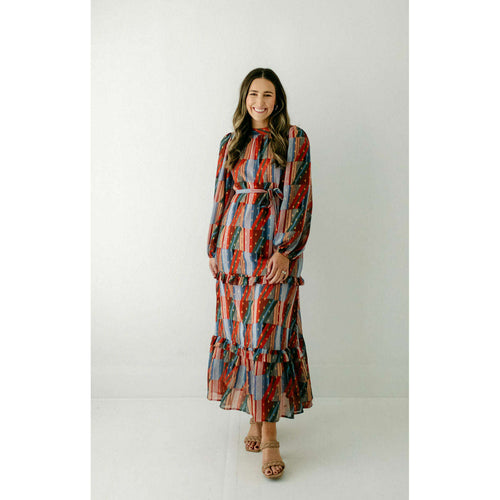 8.28 Boutique:Joy*Joy,Joy*Joy Geo Stripe Ruffle Maxi Dress,Dress