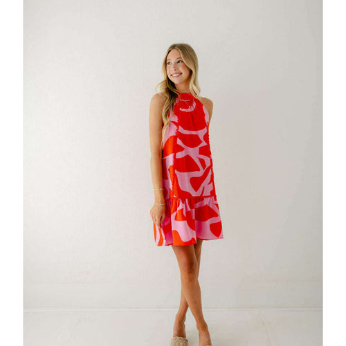 8.28 Boutique:Joy*Joy,Joy*Joy Pink Arial Trim Halter Dress,Dress