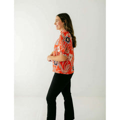 8.28 Boutique:Joy*Joy,Joy*Joy Red Poppies Ruffle Neck Top,Shirts & Tops