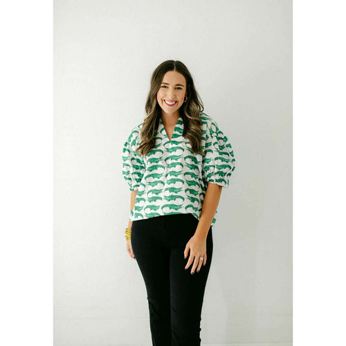 8.28 Boutique:Brooke Wright,Brooke Wright Alligator Puff Tunic,Shirts & Tops