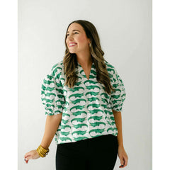 8.28 Boutique:Brooke Wright,Brooke Wright Alligator Puff Tunic,Shirts & Tops