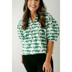 8.28 Boutique:Brooke Wright,Brooke Wright Alligator Puff Tunic,Shirts & Tops