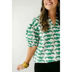 8.28 Boutique:Brooke Wright,Brooke Wright Alligator Puff Tunic,Shirts & Tops