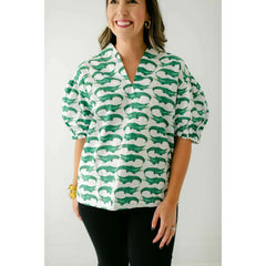 8.28 Boutique:Brooke Wright,Brooke Wright Alligator Puff Tunic,Shirts & Tops