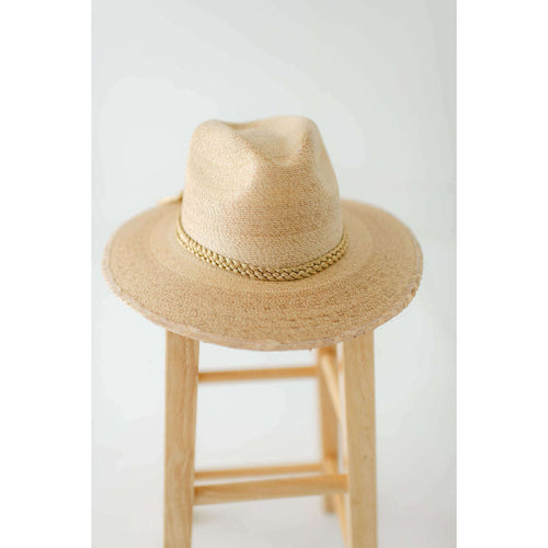 8.28 Boutique:Tipsy Threads,Tipsy Threads Gold Braid Natural Palm Hat,Hat