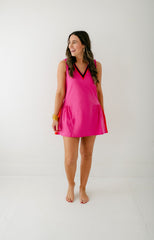 Emily McCarthy Varsity Daisy Dress in Berry Color Block