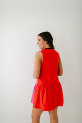 Emily McCarthy Varsity Daisy Dress in Berry Color Block