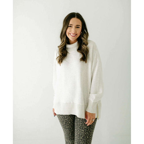 8.28 Boutique:Varley,Varley Baker High Neck Sweat in Ivory Marl,Sweaters