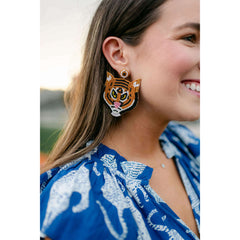 8.28 Boutique:The Pearled Panther,Tiger Beaded Statement Earrings,Earrings