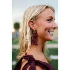 8.28 Boutique:The Pearled Panther,Florida State Noles Beaded Statement Earrings,Earrings