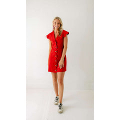 8.28 Boutique:8.28 Boutique,The Paige Red Scalloped Dress,Dress