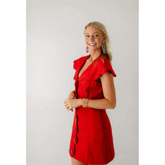 8.28 Boutique:8.28 Boutique,The Paige Red Scalloped Dress,Dress