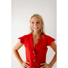 8.28 Boutique:8.28 Boutique,The Paige Red Scalloped Dress,Dress