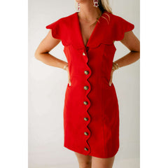 8.28 Boutique:8.28 Boutique,The Paige Red Scalloped Dress,Dress