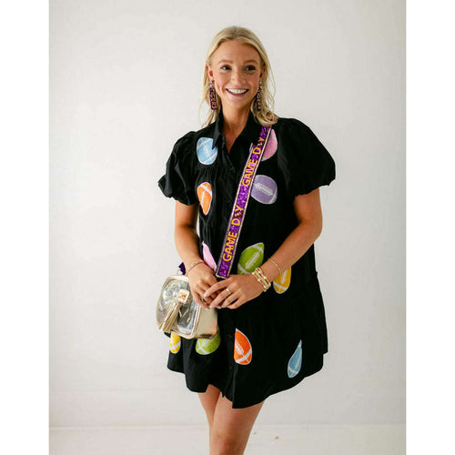 8.28 Boutique:Caroline Hill,Purple and Yellow Game Day Spirit Sequin Strap,purse strap