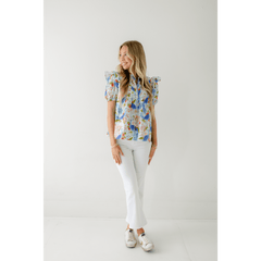 8.28 Boutique:Sincerely Ours,Sincerely Ours Nora Top in Spring Garden Peacock,Shirts & Tops