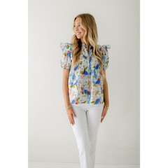 8.28 Boutique:Sincerely Ours,Sincerely Ours Nora Top in Spring Garden Peacock,Shirts & Tops