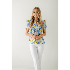 8.28 Boutique:Sincerely Ours,Sincerely Ours Nora Top in Spring Garden Peacock,Shirts & Tops