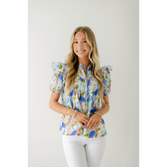 8.28 Boutique:Sincerely Ours,Sincerely Ours Nora Top in Spring Garden Peacock,Shirts & Tops