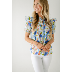 8.28 Boutique:Sincerely Ours,Sincerely Ours Nora Top in Spring Garden Peacock,Shirts & Tops