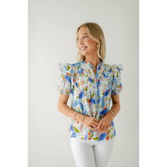 8.28 Boutique:Sincerely Ours,Sincerely Ours Nora Top in Spring Garden Peacock,Shirts & Tops