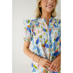 8.28 Boutique:Sincerely Ours,Sincerely Ours Nora Top in Spring Garden Peacock,Shirts & Tops