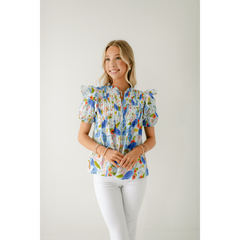 8.28 Boutique:Sincerely Ours,Sincerely Ours Nora Top in Spring Garden Peacock,Shirts & Tops