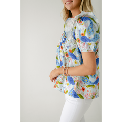 8.28 Boutique:Sincerely Ours,Sincerely Ours Nora Top in Spring Garden Peacock,Shirts & Tops