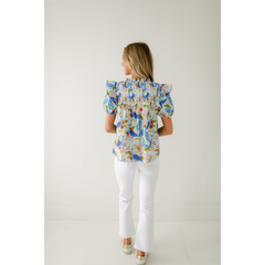 8.28 Boutique:Sincerely Ours,Sincerely Ours Nora Top in Spring Garden Peacock,Shirts & Tops