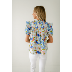 8.28 Boutique:Sincerely Ours,Sincerely Ours Nora Top in Spring Garden Peacock,Shirts & Tops