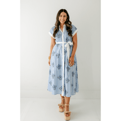 8.28 Boutique:Entro,The Lori Blue Floral Stripe Dress,Dress