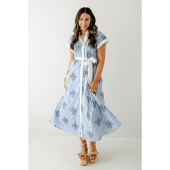 8.28 Boutique:Entro,The Lori Blue Floral Stripe Dress,Dress