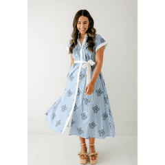 8.28 Boutique:Entro,The Lori Blue Floral Stripe Dress,Dress