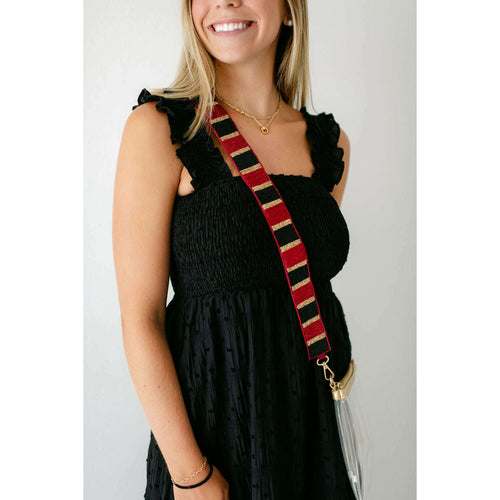 8.28 Boutique:Caroline Hill,Garnet and Black Beaded Game Day Strap,purse strap