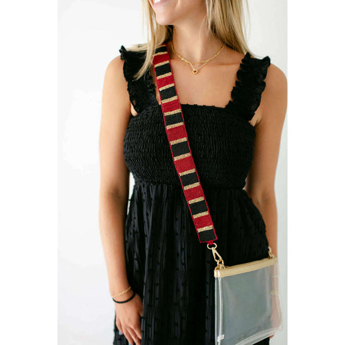 8.28 Boutique:Caroline Hill,Garnet and Black Beaded Game Day Strap,purse strap